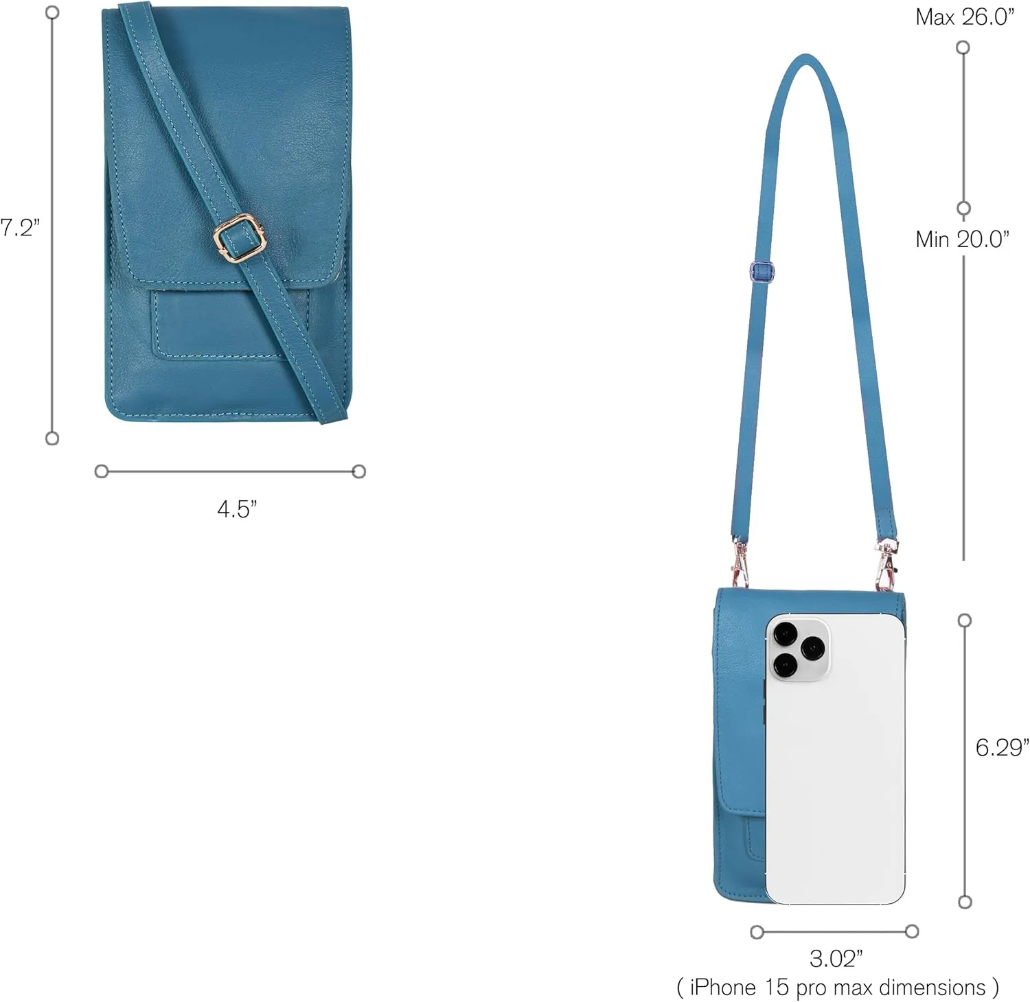 Oak Leathers Small Crossbody Bag For Women - Mini Cell Phone Purse - Crossover Wallet Bag With Adjustable Shoulder Strap