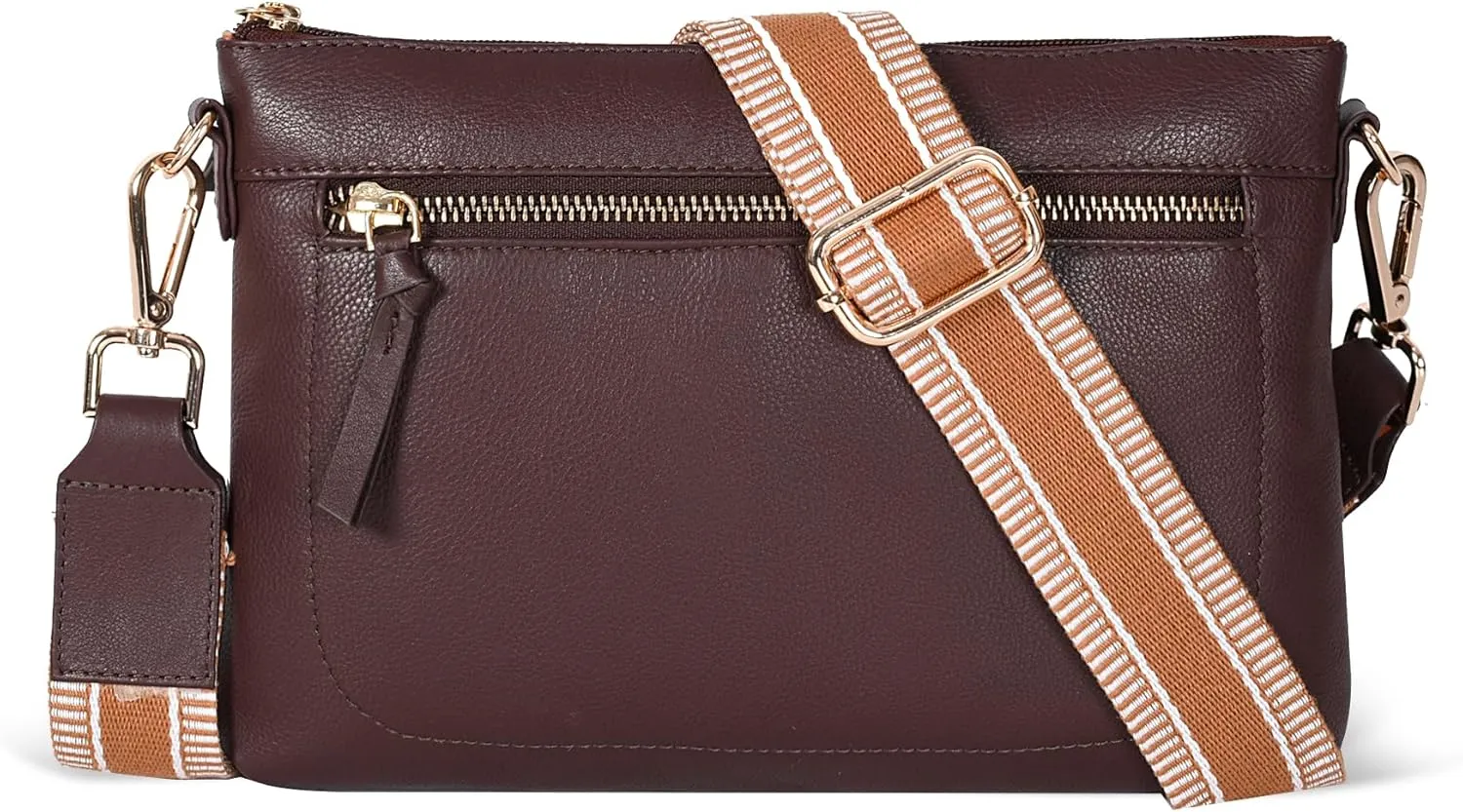Oak Leathers Small Crossbody Bag For Women With Adjustable, Wide Strap - Real Leather Crossover Shoulder Purse