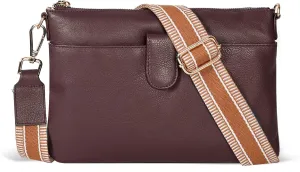 Oak Leathers Small Crossbody Bag For Women With Adjustable, Wide Strap - Real Leather Crossover Shoulder Purse