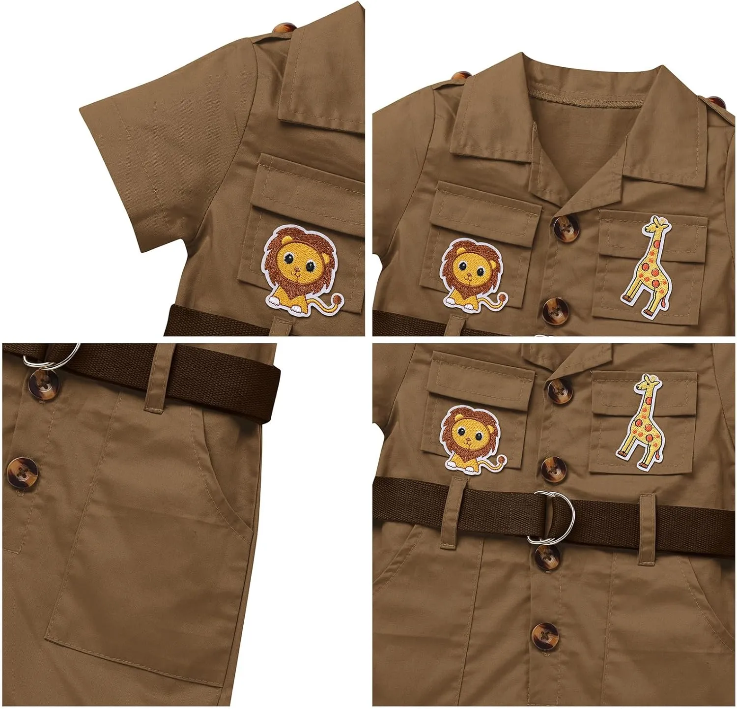 ODASDO Safari Outfit For Baby Girls Boys Birthday Party Cake Smash Toddlers Zookeeper Suit Froest Adventure Explorer Clothes