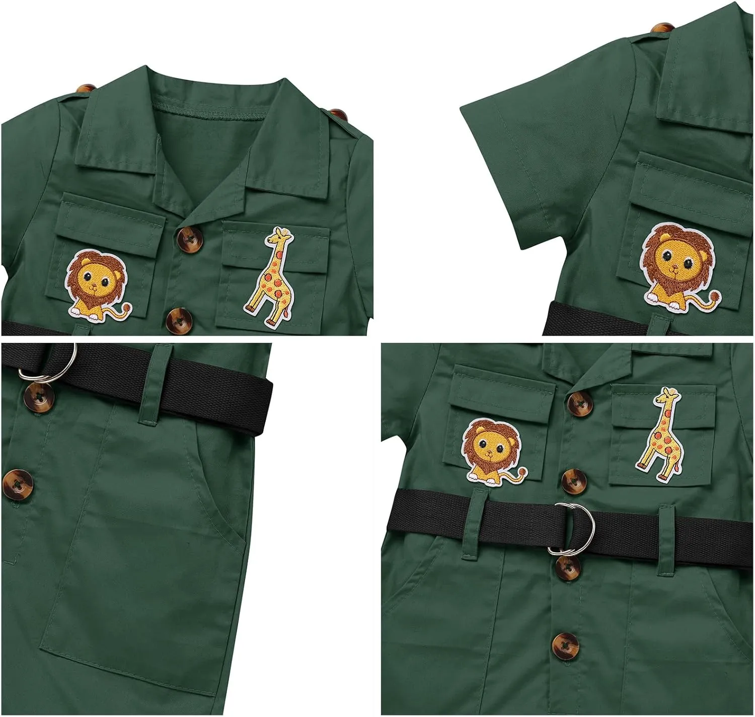 ODASDO Safari Outfit For Baby Girls Boys Birthday Party Cake Smash Toddlers Zookeeper Suit Froest Adventure Explorer Clothes
