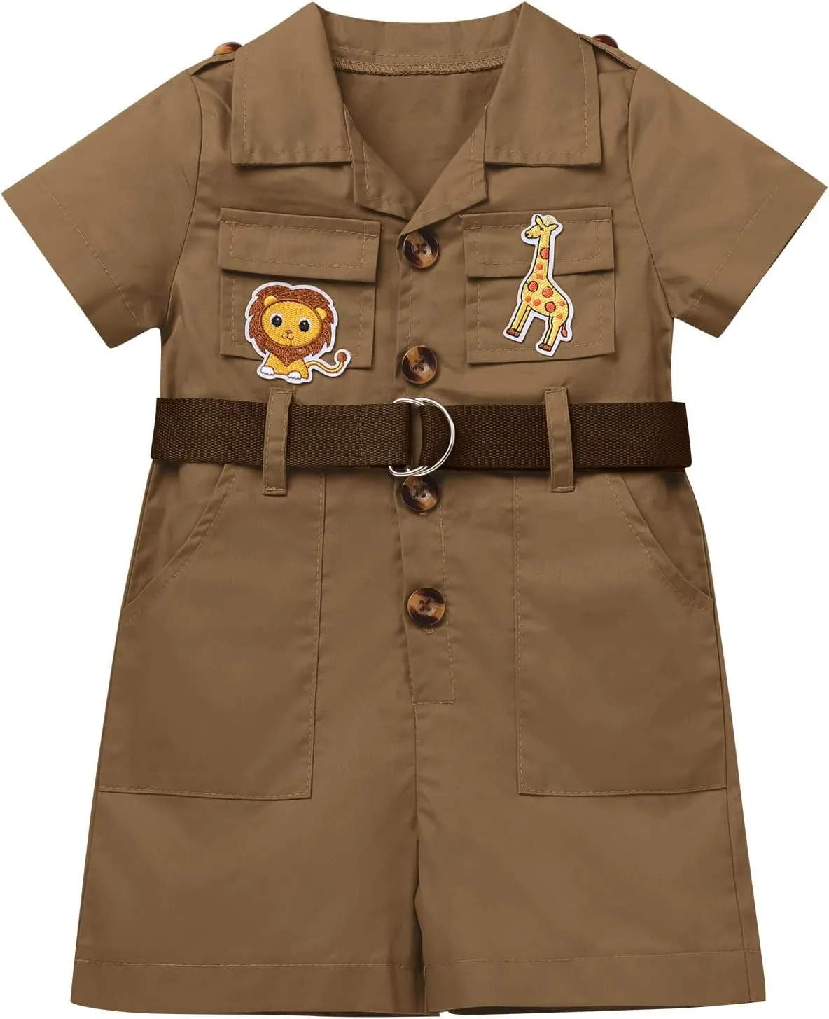 ODASDO Safari Outfit For Baby Girls Boys Birthday Party Cake Smash Toddlers Zookeeper Suit Froest Adventure Explorer Clothes