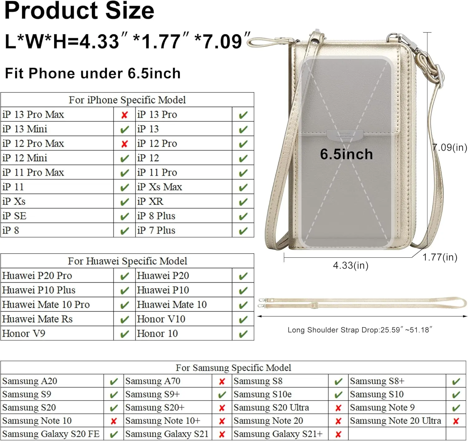 OIDERY Small Crossbody Phone Bags Cellphone Wallet Purse for Women with Credit Card Slots