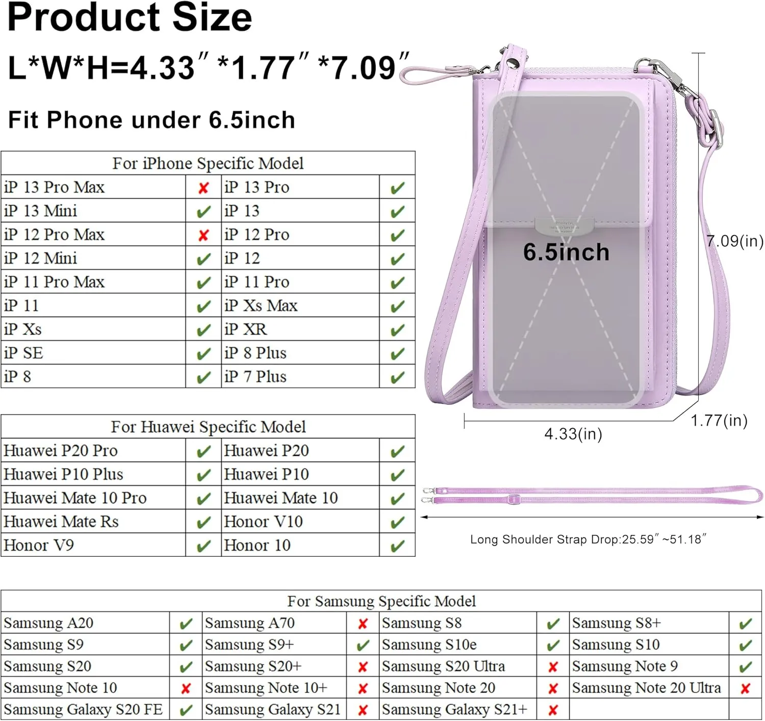 OIDERY Small Crossbody Phone Bags Cellphone Wallet Purse for Women with Credit Card Slots