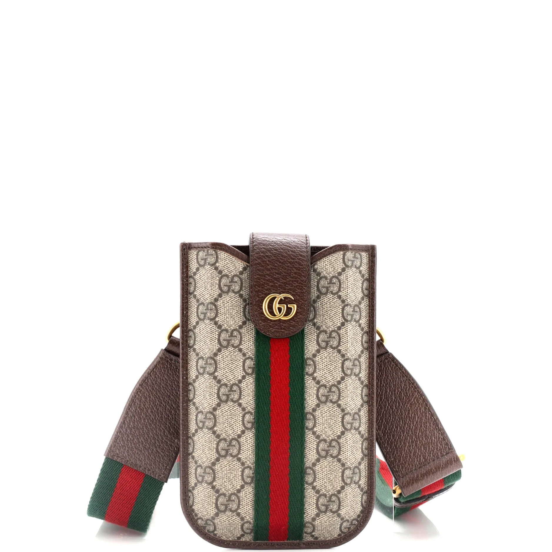 Ophidia Flap Phone Holder Crossbody Bag GG Coated Canvas