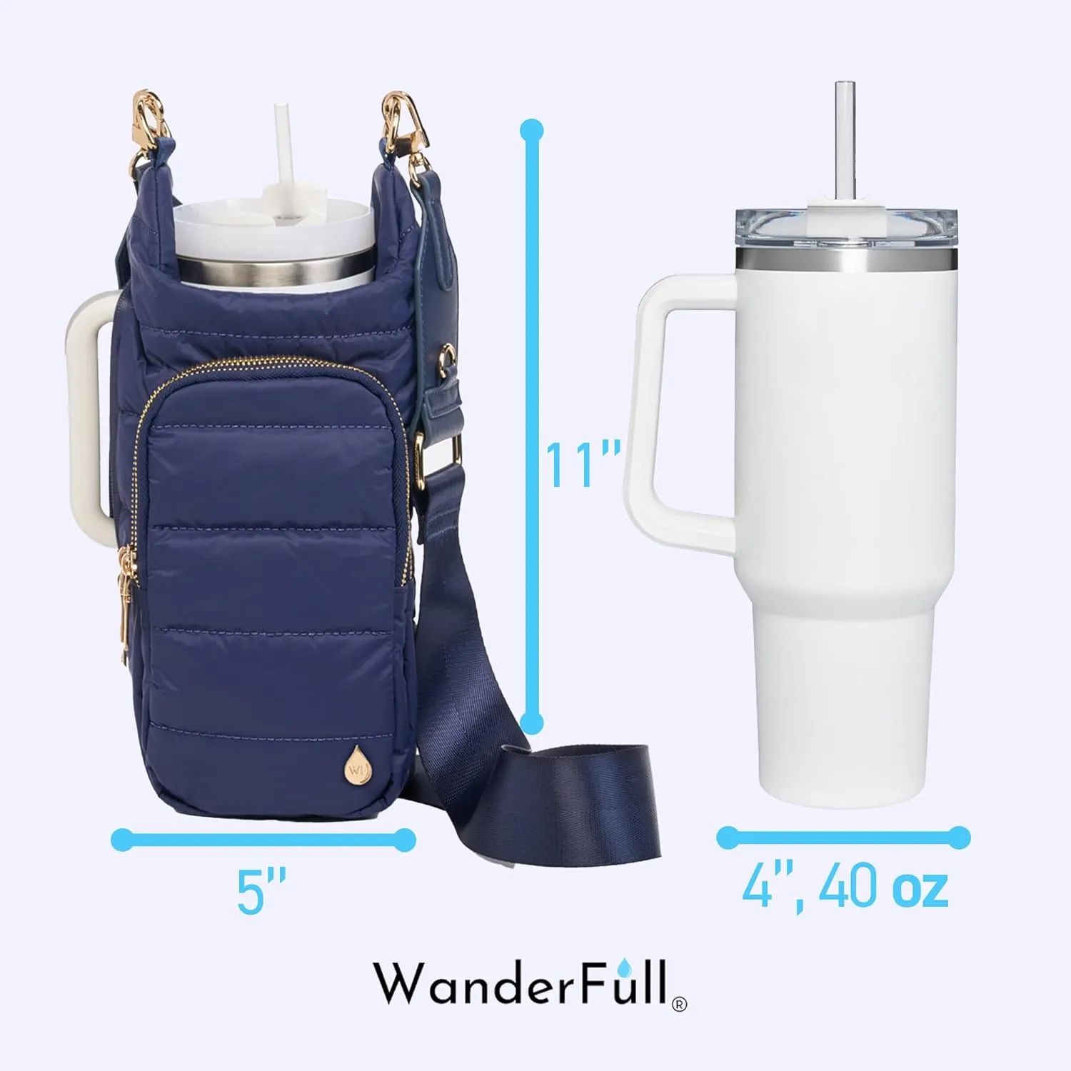 Original HydroBag Handle Collection | Large Crossbody Water Bottle Holder with Strap & Zipper Slot for Handle