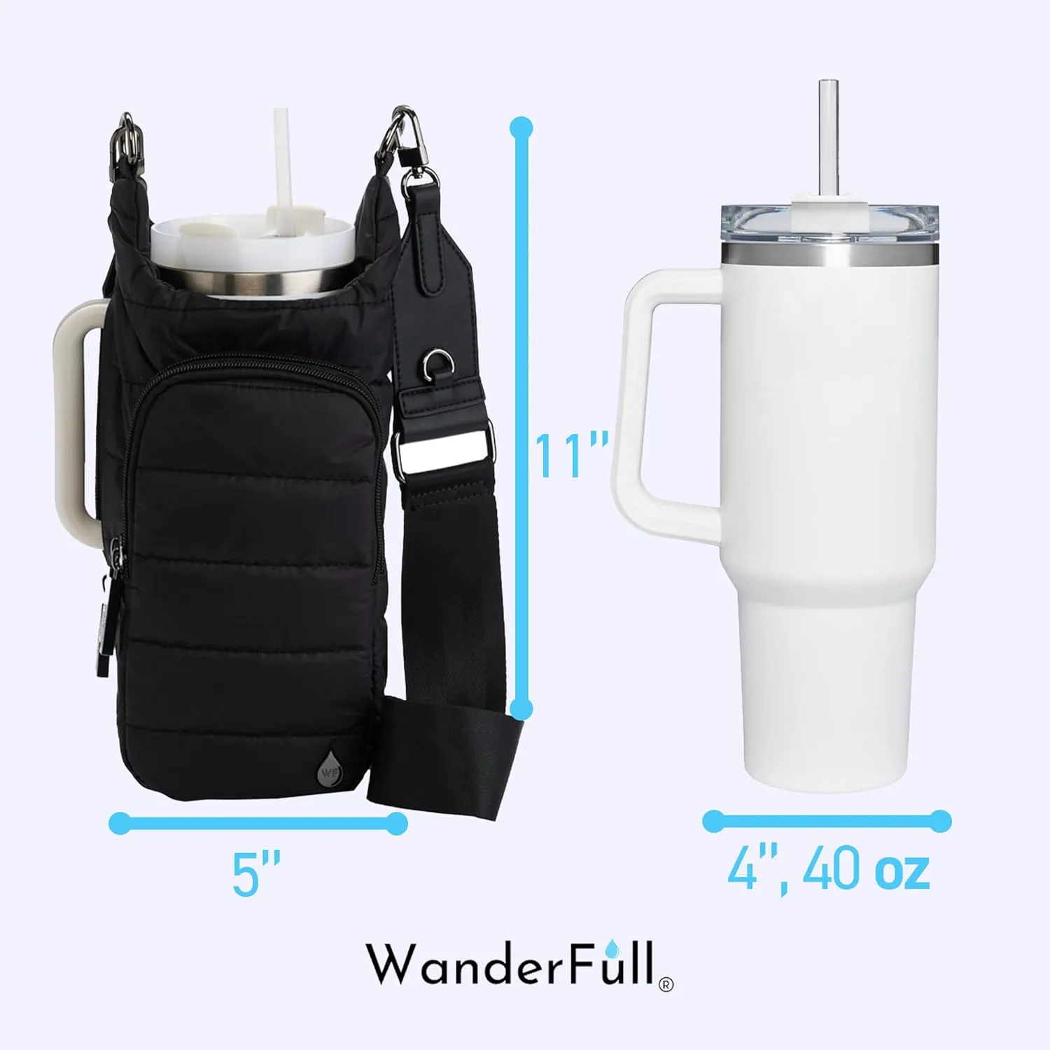 Original HydroBag Handle Collection | Large Crossbody Water Bottle Holder with Strap & Zipper Slot for Handle