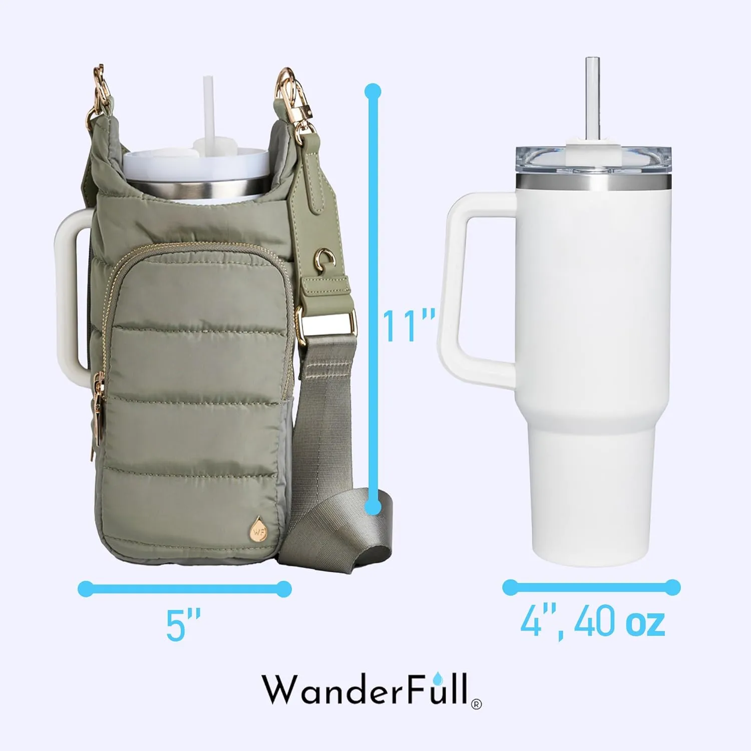 Original HydroBag Handle Collection | Large Crossbody Water Bottle Holder with Strap & Zipper Slot for Handle