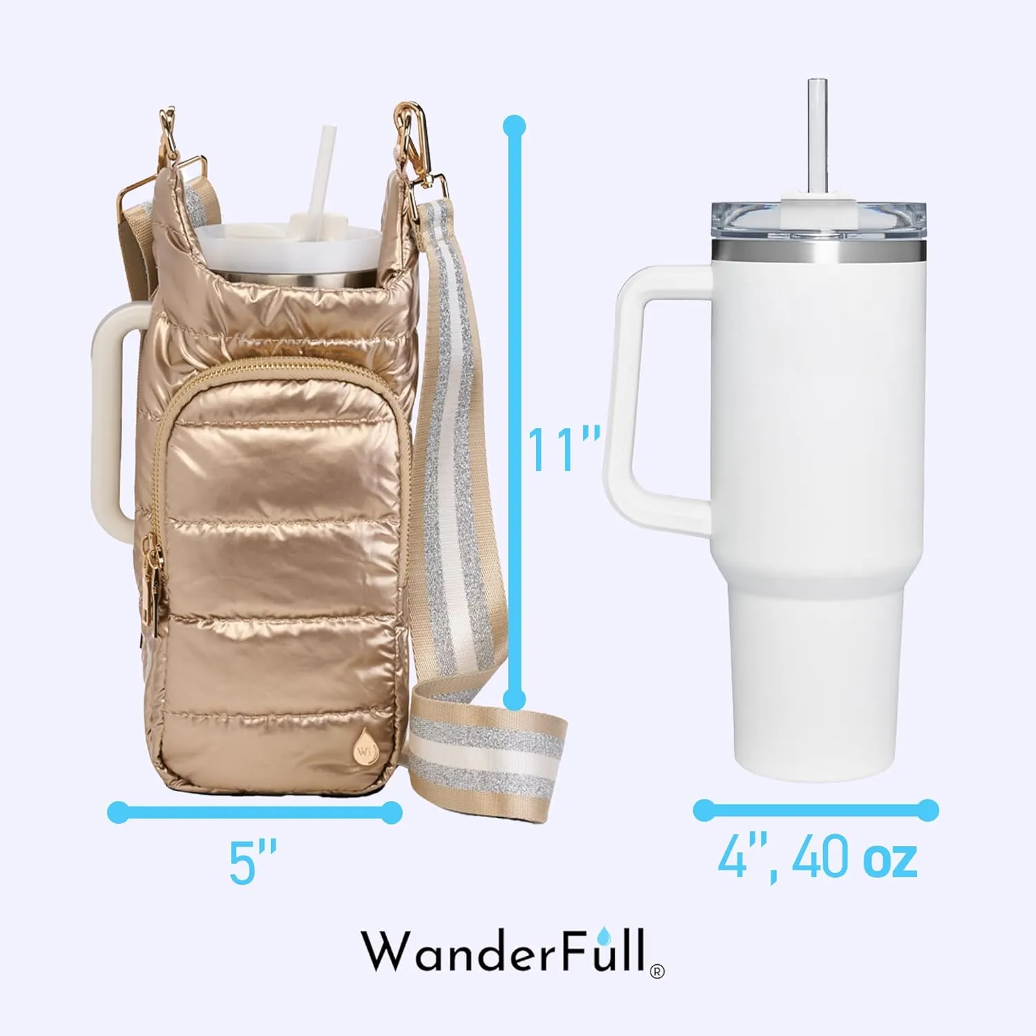Original HydroBag Handle Collection | Large Crossbody Water Bottle Holder with Strap & Zipper Slot for Handle