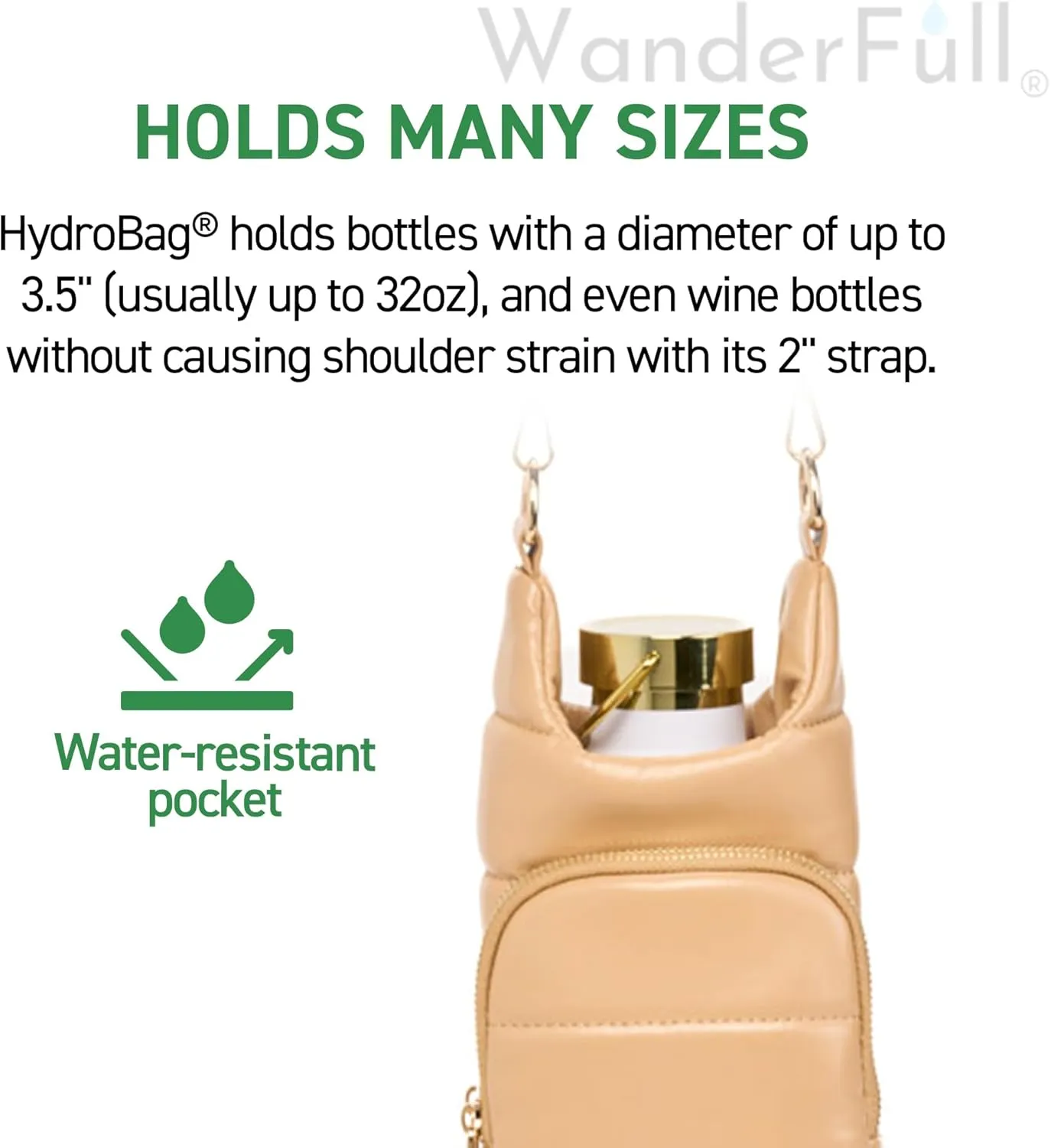 Original HydroBag | Oprah’s Favorite Things 2024 | Vegan Leather Water Bottle Holder w/Strap Bundle