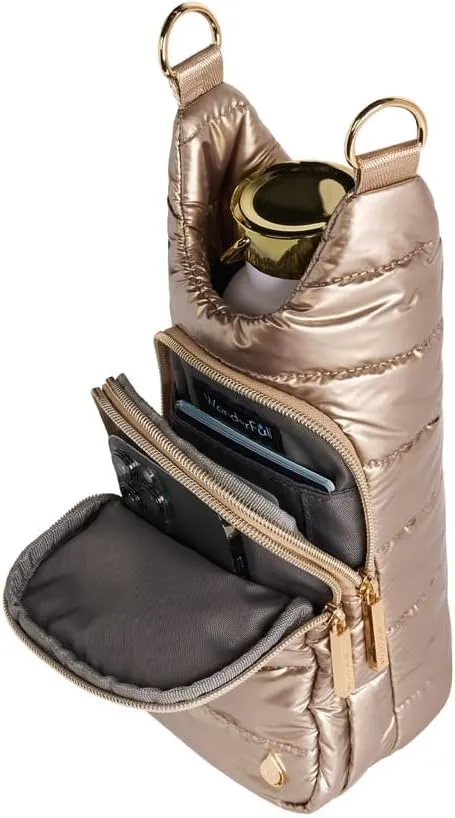 Original HydroBag | Quilted Water Bottle Holder with Strap | Tote Bottle Carrier Crossbody Bag with Pockets