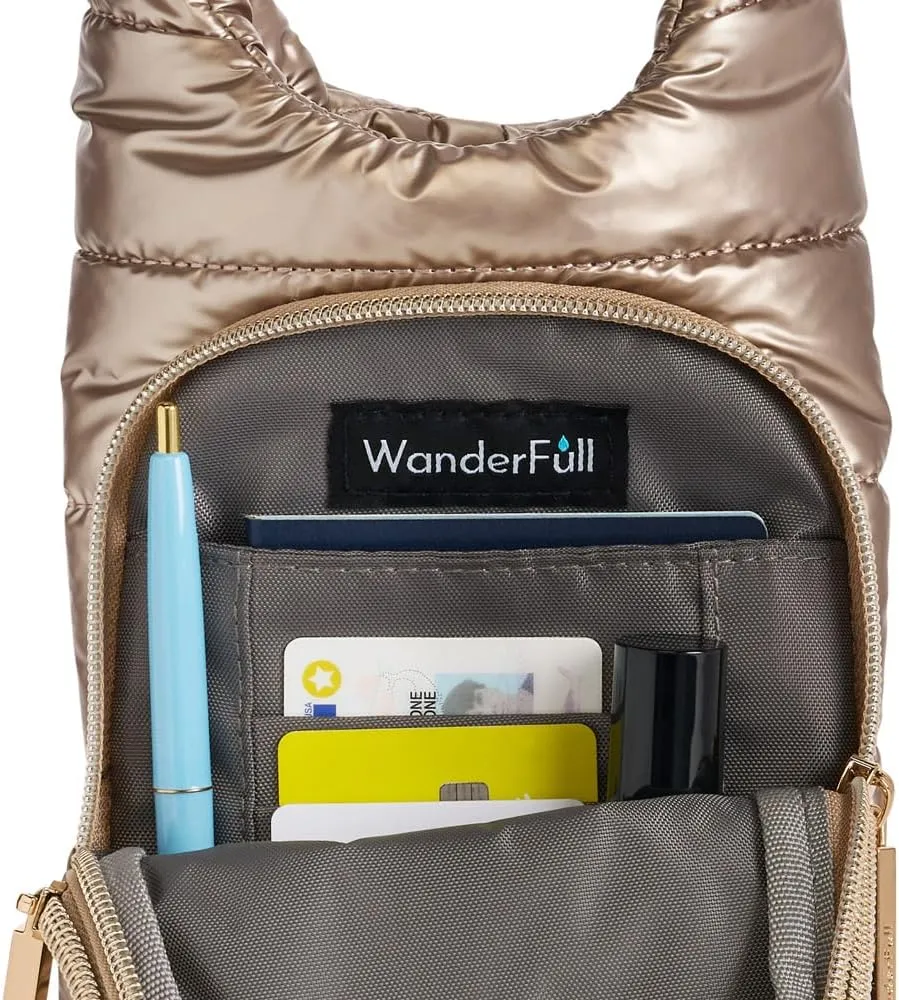 Original HydroBag | Quilted Water Bottle Holder with Strap | Tote Bottle Carrier Crossbody Bag with Pockets