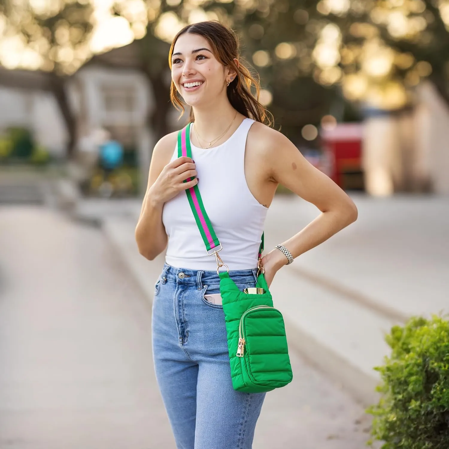 Original HydroBag | Quilted Water Bottle Holder with Strap | Tote Bottle Carrier Crossbody Bag with Pockets