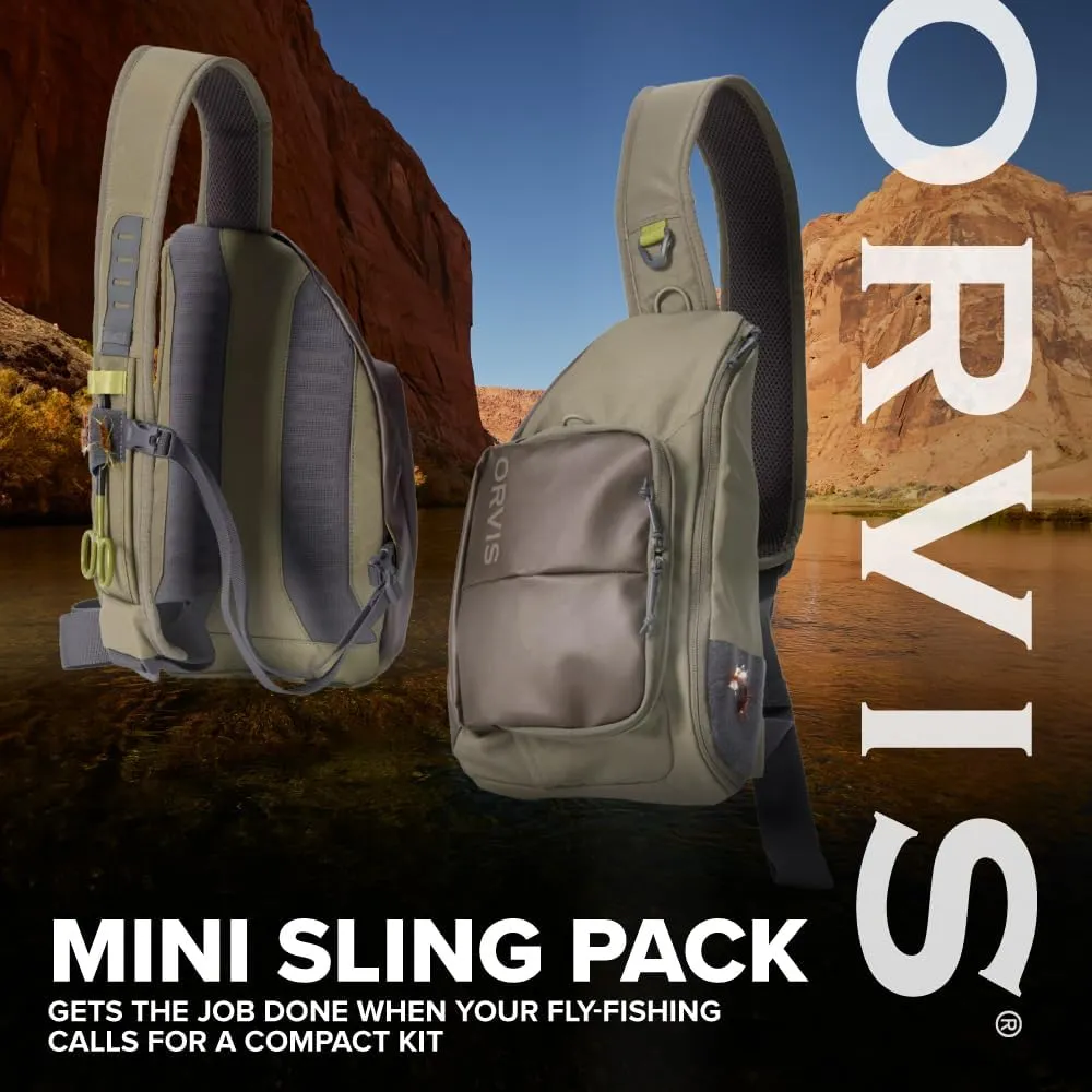 Orvis Mini Sling Pack (26B2) Shoulder Strap Tackle Backpack - Fly Fishing Tool Bag of 100% Recycled ECO CORDURA Fabric With TPU Coating, 5-Liter Capacity and Internal Features, Dusty Olive - One Size