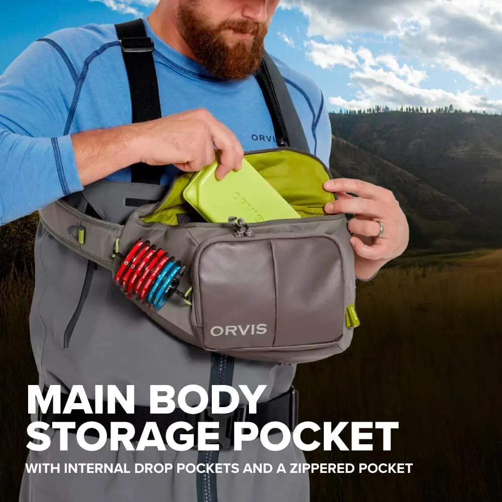 Orvis Mini Sling Pack (26B2) Shoulder Strap Tackle Backpack - Fly Fishing Tool Bag of 100% Recycled ECO CORDURA Fabric With TPU Coating, 5-Liter Capacity and Internal Features, Dusty Olive - One Size