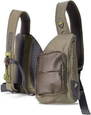 Orvis Mini Sling Pack (26B2) Shoulder Strap Tackle Backpack - Fly Fishing Tool Bag of 100% Recycled ECO CORDURA Fabric With TPU Coating, 5-Liter Capacity and Internal Features, Dusty Olive - One Size