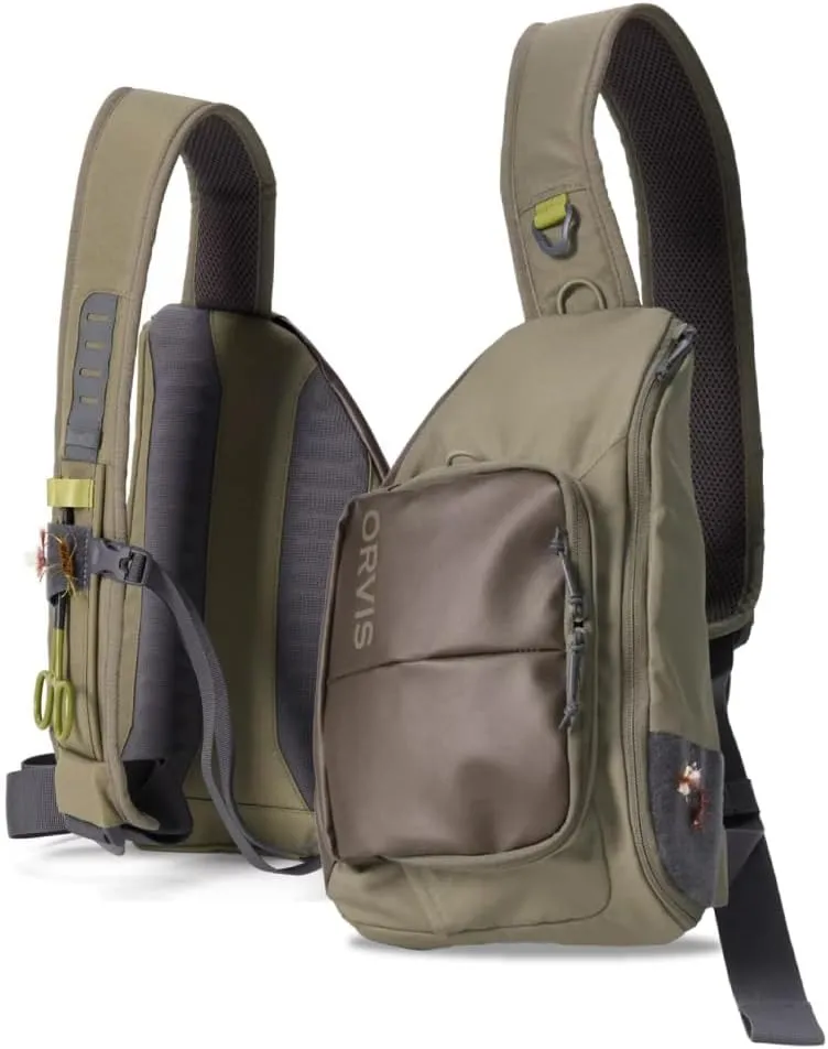 Orvis Mini Sling Pack (26B2) Shoulder Strap Tackle Backpack - Fly Fishing Tool Bag of 100% Recycled ECO CORDURA Fabric With TPU Coating, 5-Liter Capacity and Internal Features, Dusty Olive - One Size