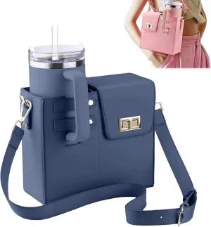 Outdoor Portable Crossbody Sling Bag - Women's Sports Bag With Water Bottle Holder, Blue