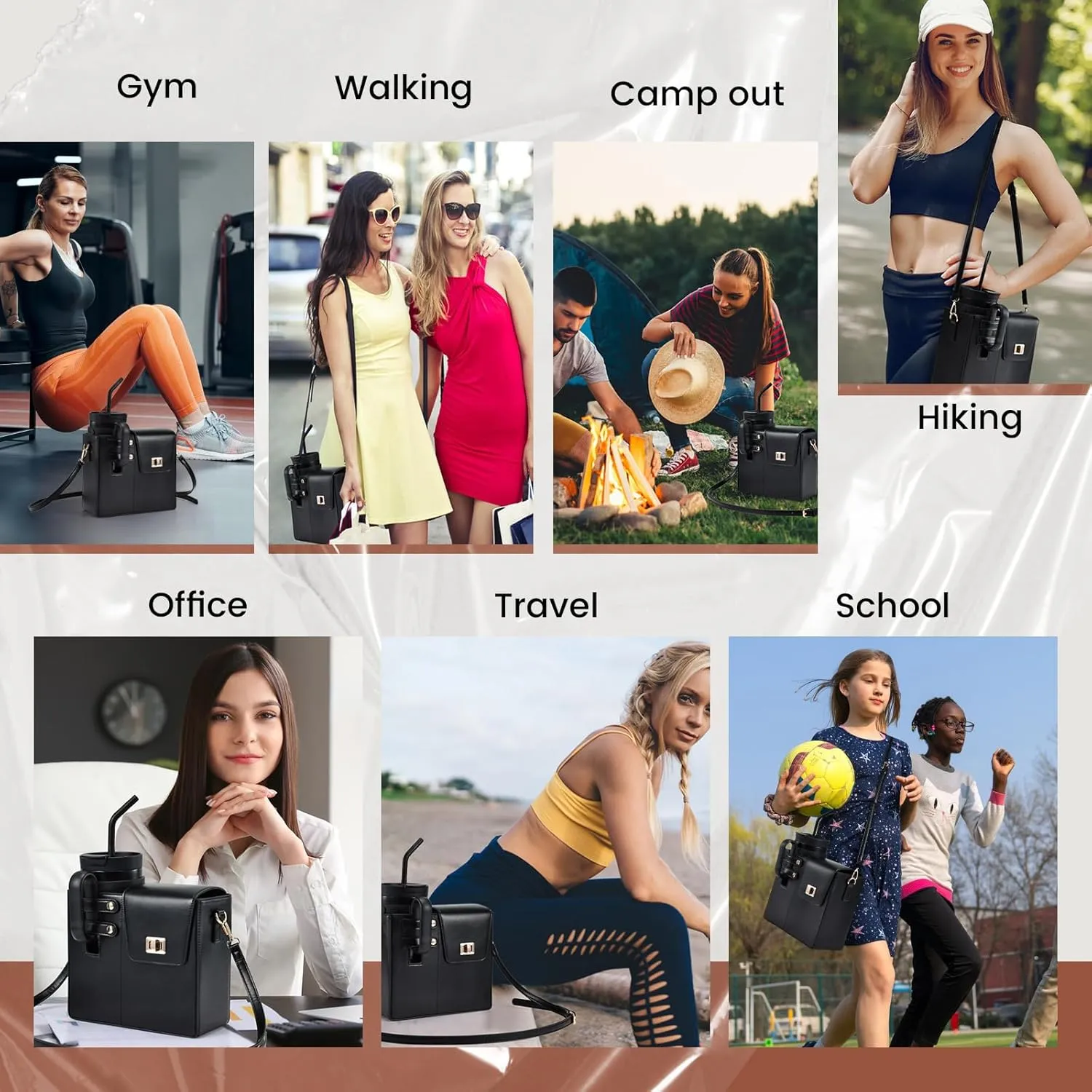 Outdoor Portable Crossbody Water Cup Purse Bag Water Bottle Carrier Bag with Phone Pocket Tumbler Carrier with Strap