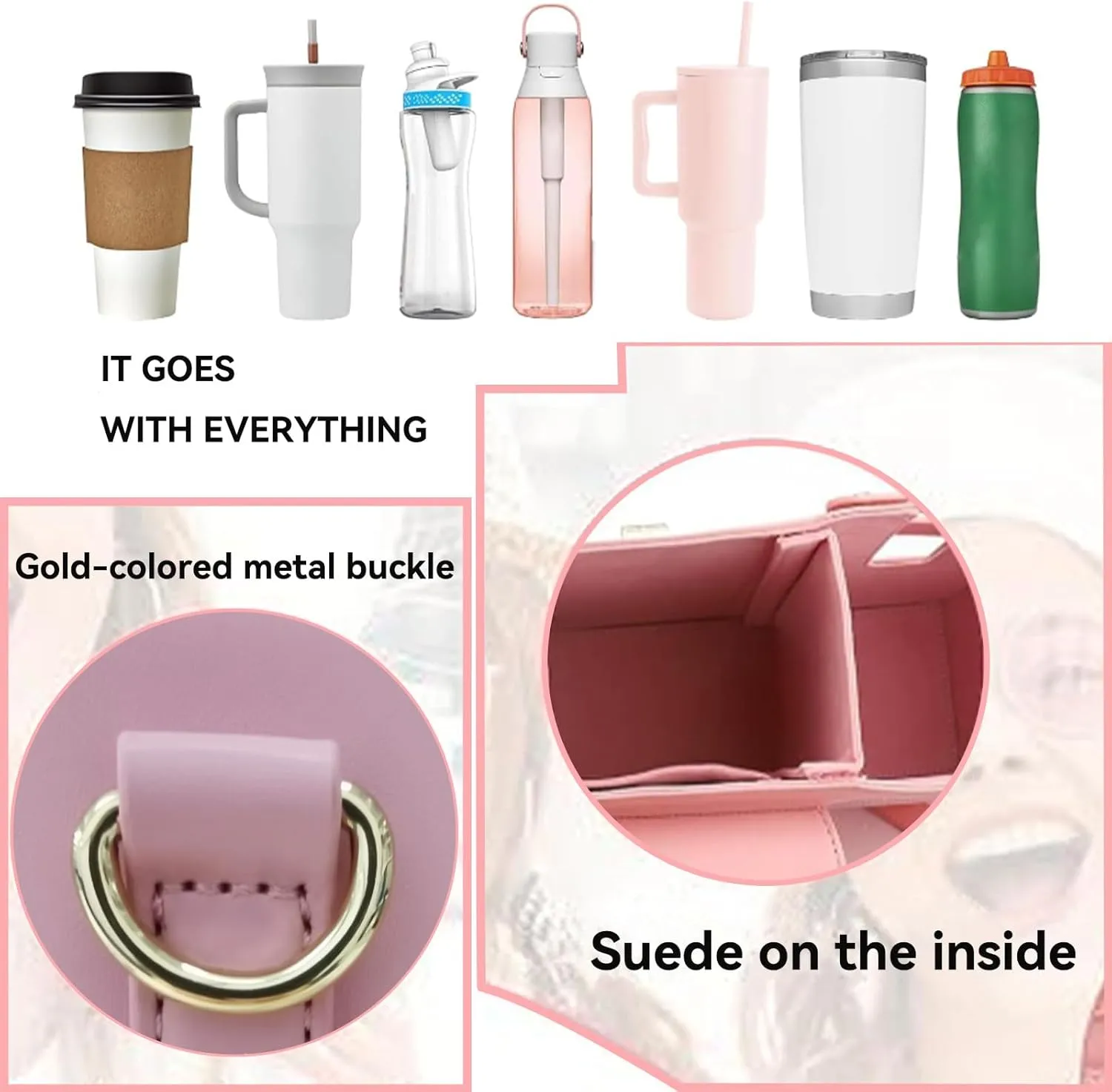 Outdoor Portable Crossbody Water Cup Storage Bag, Sling Bag With Water Bottle Holder Water, Suitable For Women'S Crossbody Bag With Sports Water Bottle Holder. (pink)