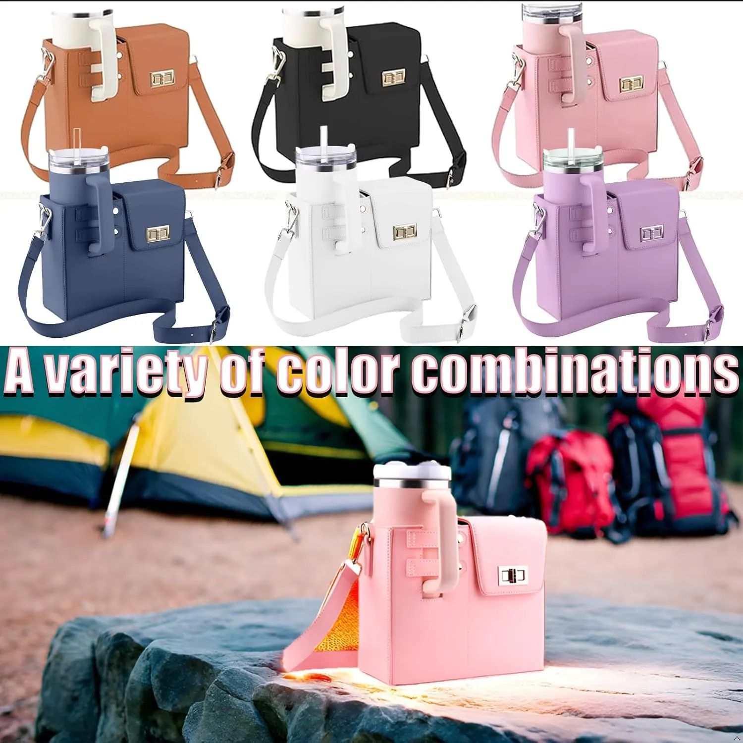 Outdoor Portable Crossbody Water Cup Storage Bag, Sling Bag With Water Bottle Holder Water, Suitable For Women'S Crossbody Bag With Sports Water Bottle Holder. (pink)