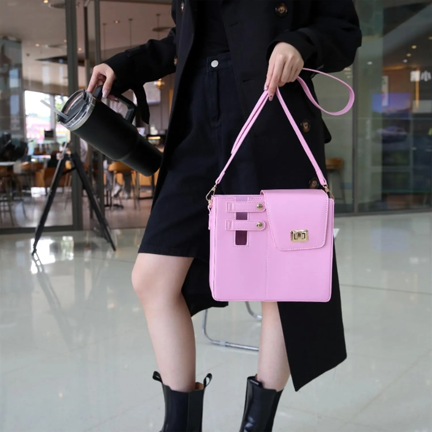 Outdoor Portable Crossbody Water Cup Storage Bag, Sling Bag With Water Bottle Holder Water, Suitable For Women'S Crossbody Bag With Sports Water Bottle Holder. (pink)