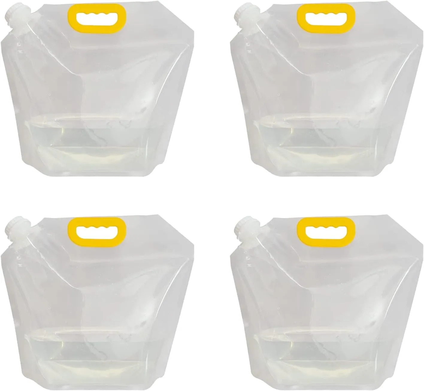 Outdoor Portable Folding Water Tank Container Reinforced Thickened Handle Water Bags No-Leak Freezable BPA Free Food Grade Plastic Storage Jug for Camping Hiking Travel Emergency Survival Kit, 4 Pack