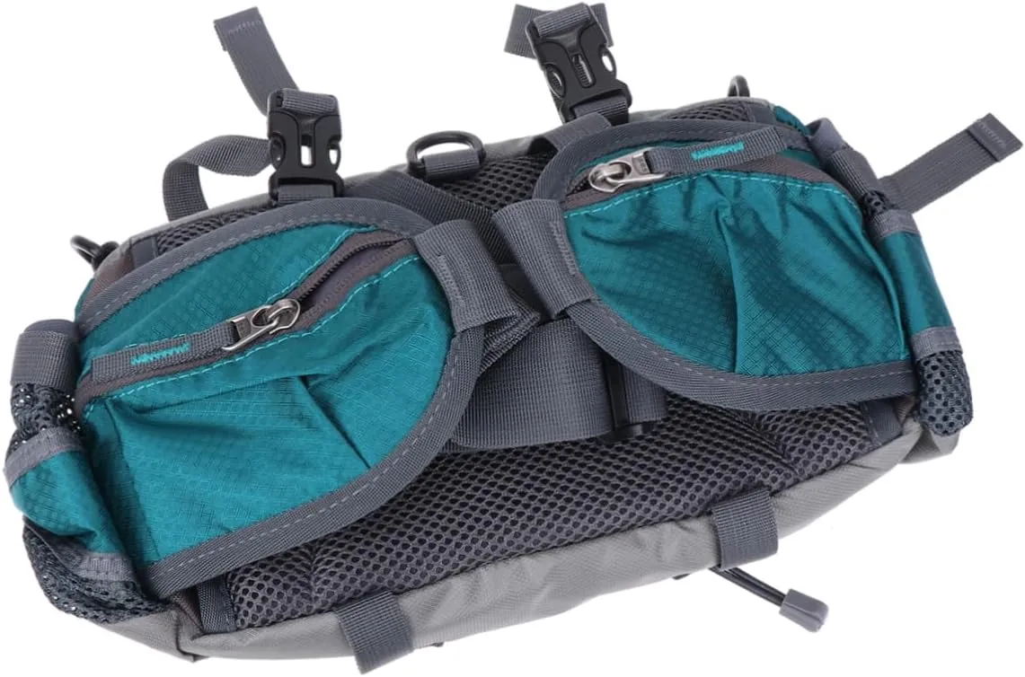 Outdoor Waist Pouch Waterproof Portable Reflective Stripes 6 Pocket Running Bag Suitable for All Weather Conditions Malachite