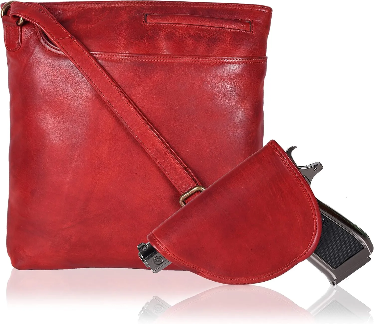 Ozora Multi Pockets Handmade Leather Crossbody Handbags & Sling Bag for Men & Women with Detachable Holster