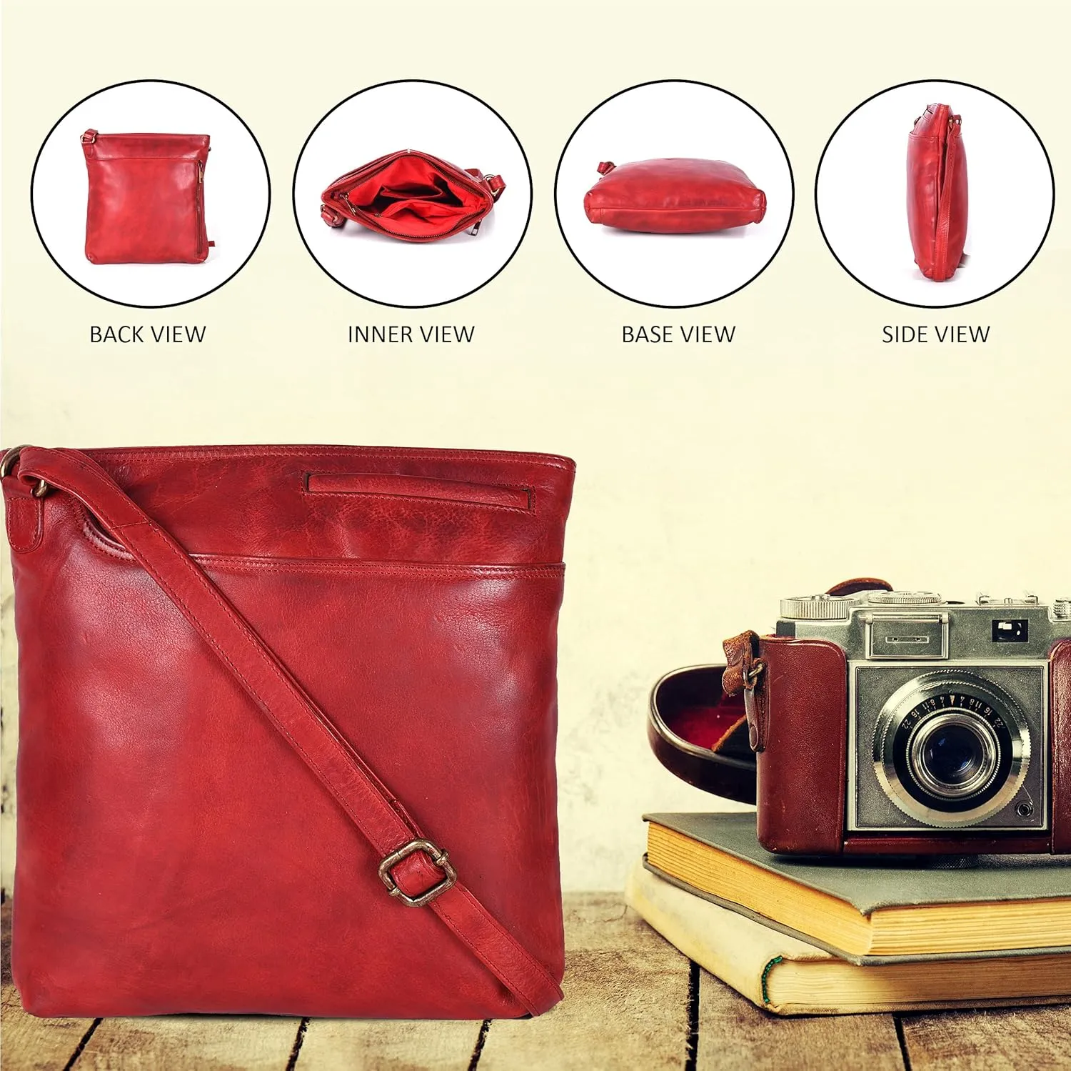 Ozora Multi Pockets Handmade Leather Crossbody Handbags & Sling Bag for Men & Women with Detachable Holster