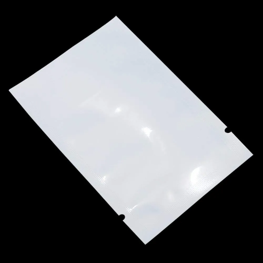 PABCK 300 Pack 3.5x5.1 inch (Usable Size 3.1x4.7 inch) White Clear Front Open Top 2.8mil Plastic Vacuum Pouch Heat Sealable Bags for Food Storage Packets Mini Sample with Tear Notches