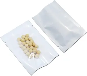PABCK 300 Pack 3.5x5.1 inch (Usable Size 3.1x4.7 inch) White Clear Front Open Top 2.8mil Plastic Vacuum Pouch Heat Sealable Bags for Food Storage Packets Mini Sample with Tear Notches