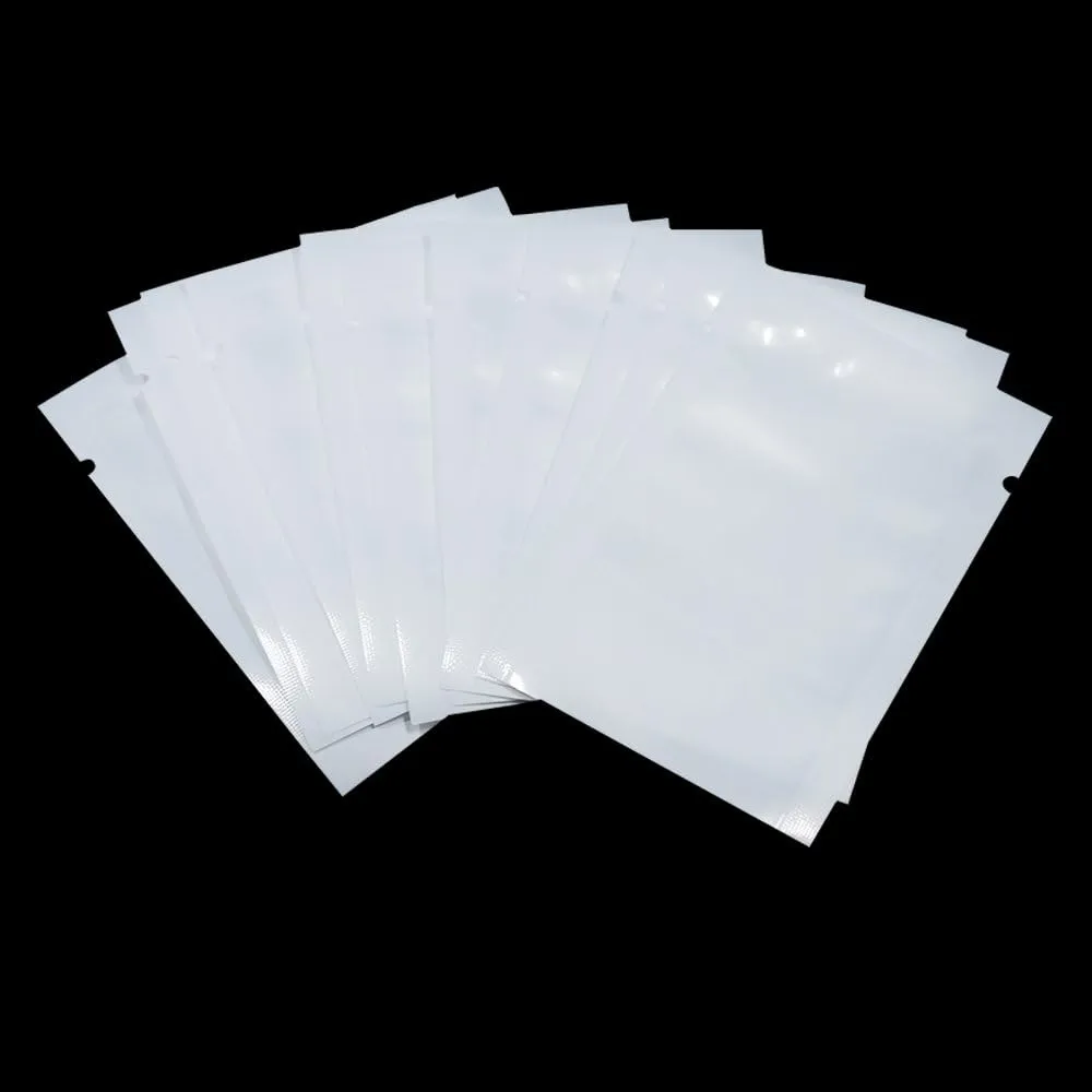 PABCK 300 Pack 3.5x5.1 inch (Usable Size 3.1x4.7 inch) White Clear Front Open Top 2.8mil Plastic Vacuum Pouch Heat Sealable Bags for Food Storage Packets Mini Sample with Tear Notches