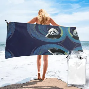 Panda Print Premium Compact Microfiber Travel Towel-Featherlight & Quick Dry,Sand-Resistant Beach Towel for Swimming,Camping,Vacation Essentials with Carry Pouch