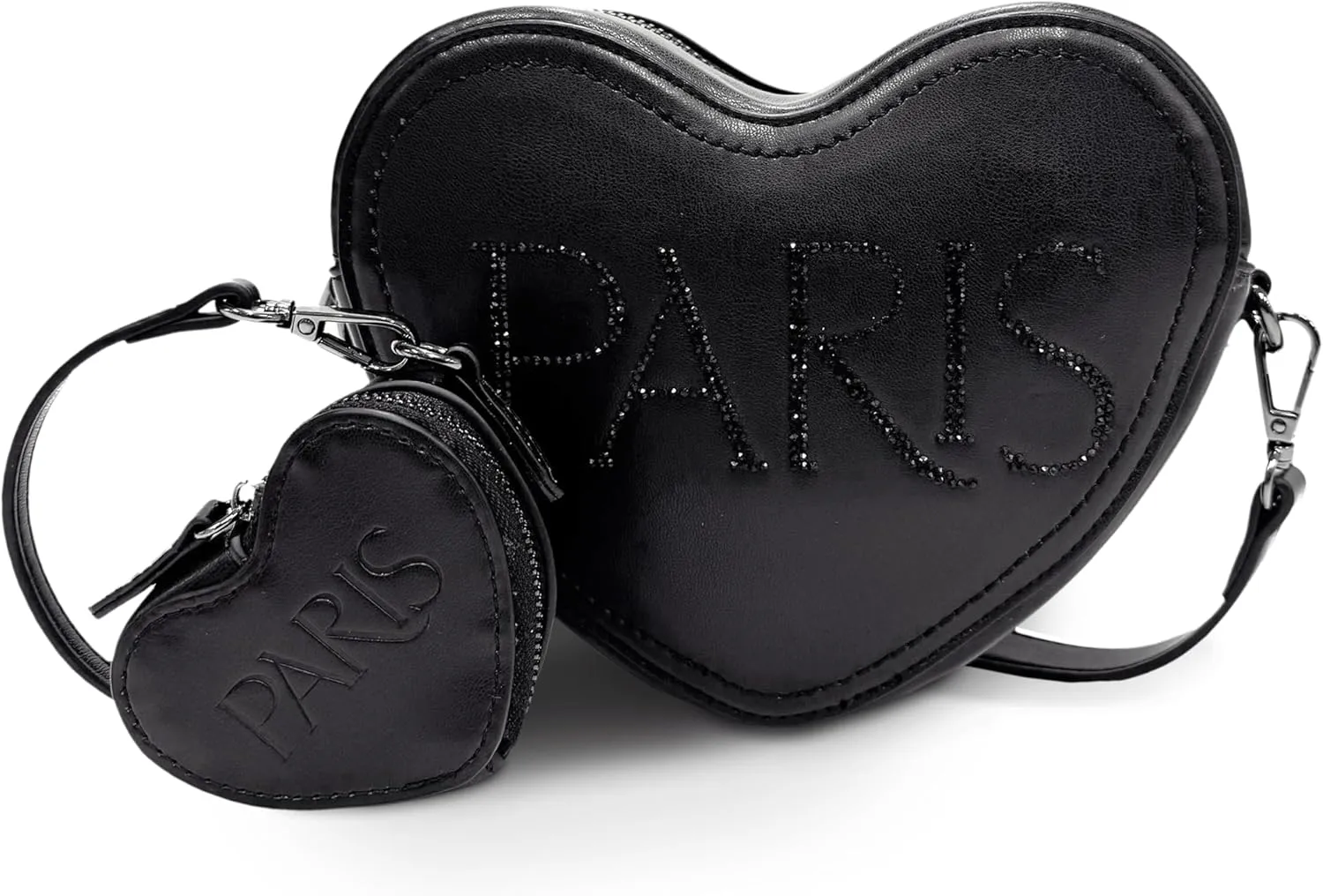 Paris Hilton Heart Luv Double Heart Crossbody Purse, Small Zipper Bag