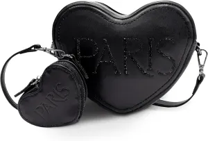 Paris Hilton Heart Luv Double Heart Crossbody Purse, Small Zipper Bag