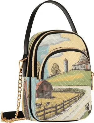 Pasture Barn Cows Crossbody Bags for Women Hand Bag Small Sling Shoulder Travel Bags Mini Wallet Phone Purse