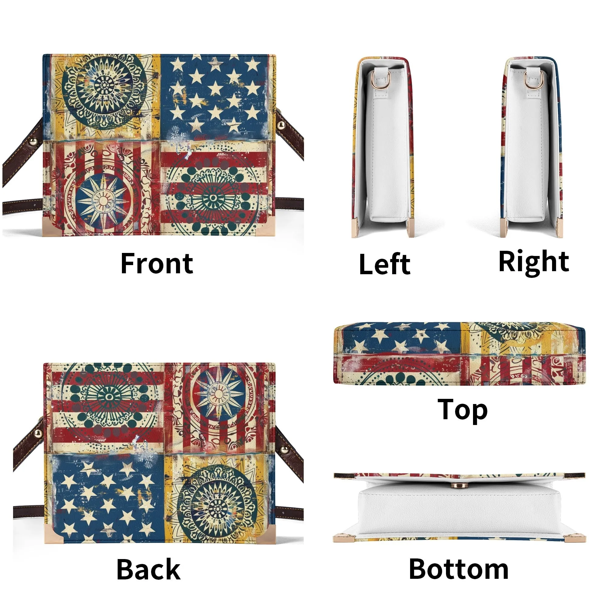 Patchwork Flag Bible Cover Purse – Vintage American Design Crossbody in Red White and Blue