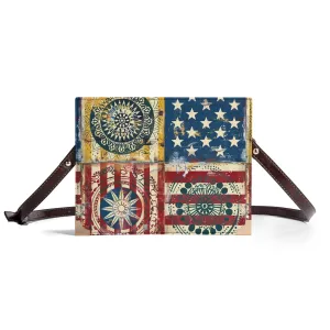 Patchwork Flag Bible Cover Purse – Vintage American Design Crossbody in Red White and Blue