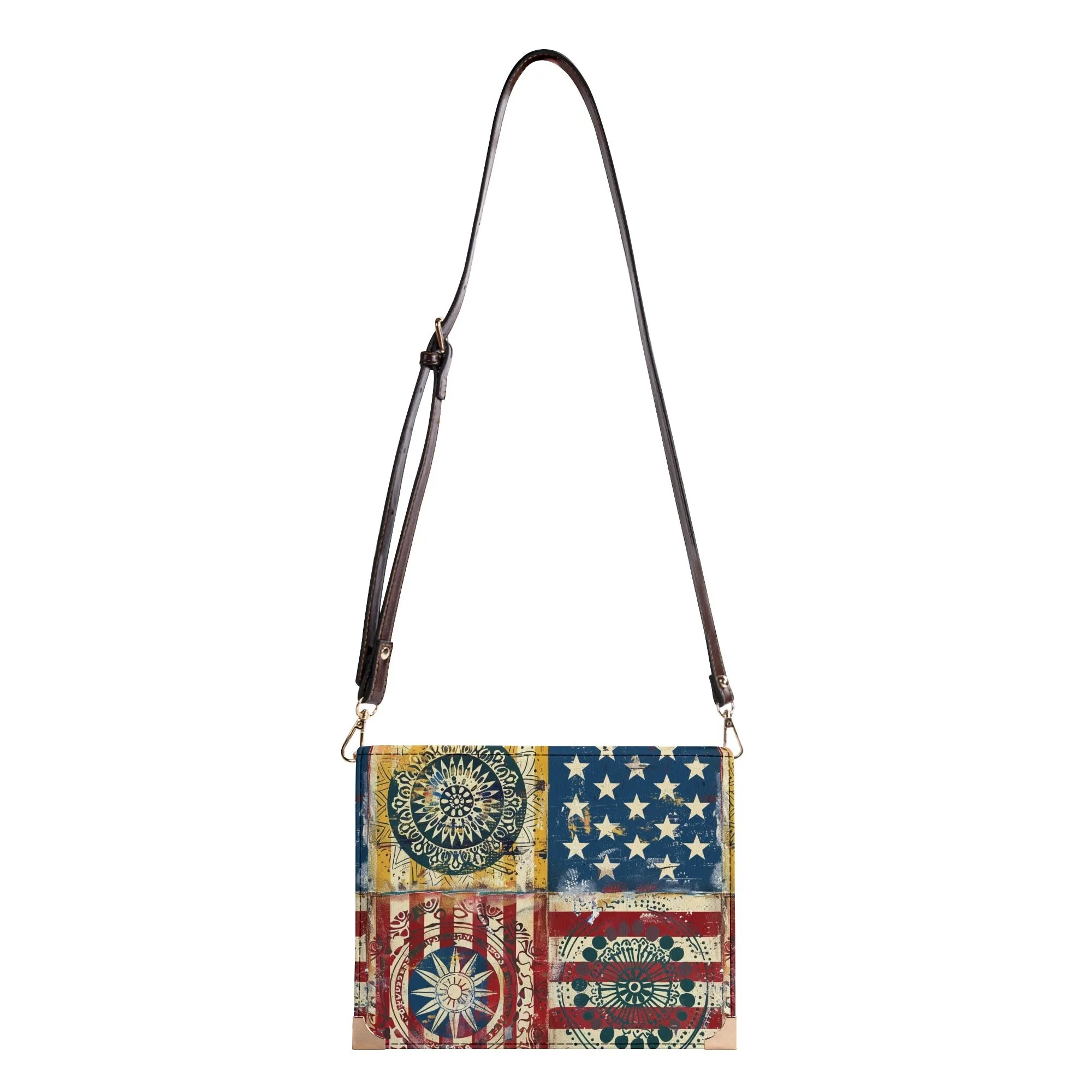 Patchwork Flag Bible Cover Purse – Vintage American Design Crossbody in Red White and Blue