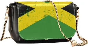 Patriot Flag Crossbody Handbag Jamaican Flag Country PU Leather Shoulder Bag Sturdy Travel Pouch Compact Chic Bag for Women Everyday Use Holiday Gift