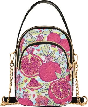 Pattern with Pomegranates Design Crossbody Bags Shoulder Bag for Women Stylish Ladies Messenger Bags Cell Phone Purse and Handbags Wallet