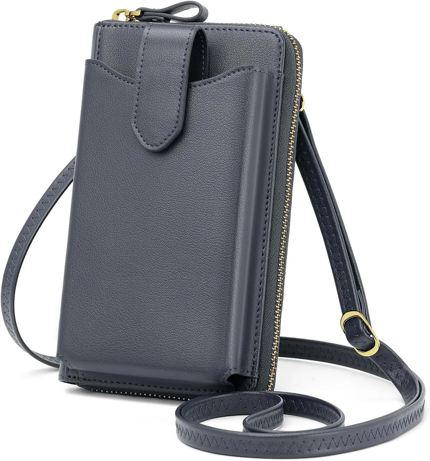Peacocktion Black Small Crossbody Bags for Women, RFID Leather Cell Phone Purses Wallet, Trendy Crossbody Purses with Zipper