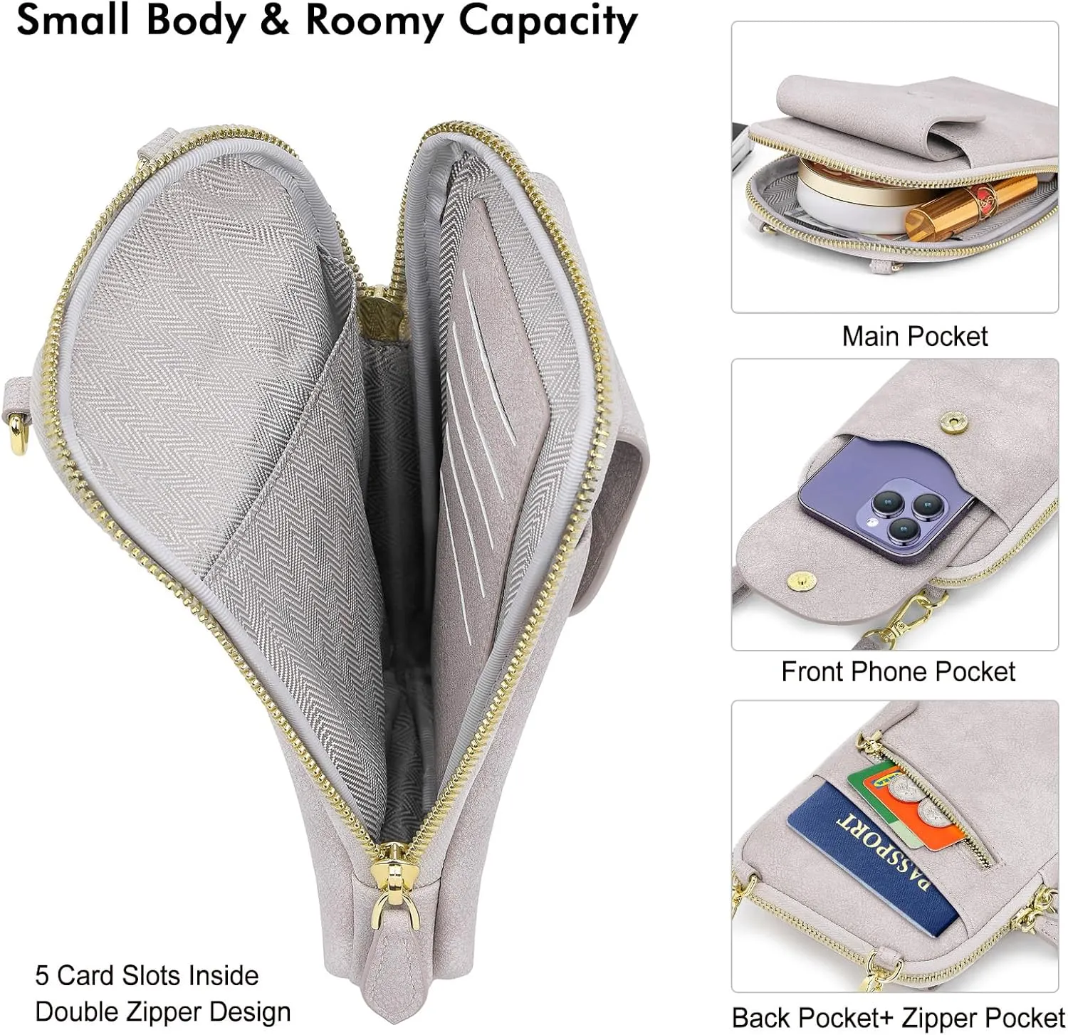 Peacocktion Small Crossbody Bags for Women, Cell Phone Bag Wallet Purses with Card Slots Adjustable Strap Zipper