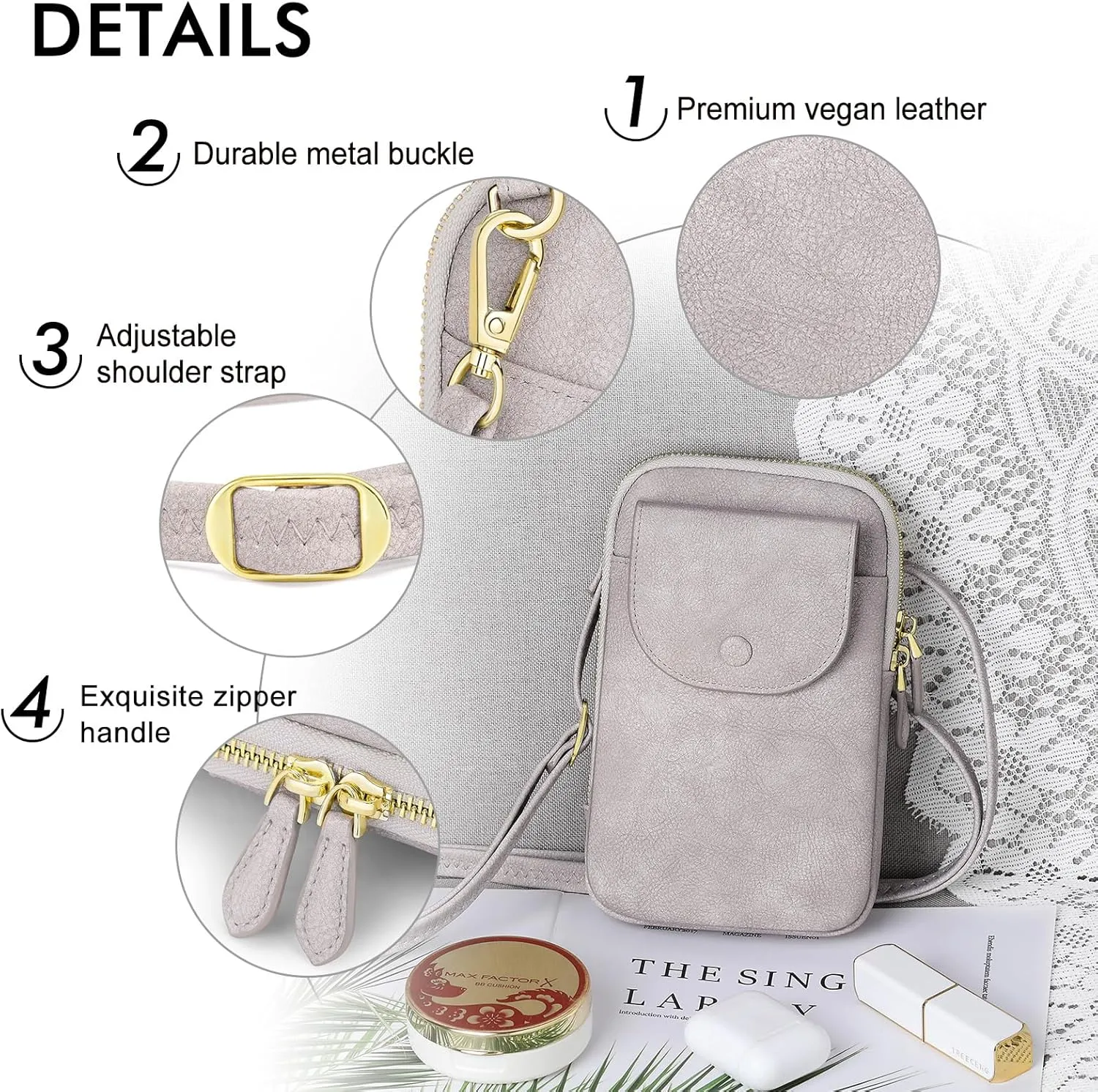 Peacocktion Small Crossbody Bags for Women, Cell Phone Bag Wallet Purses with Card Slots Adjustable Strap Zipper