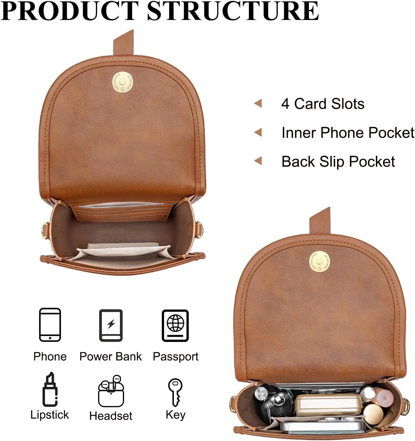 Peacocktion Trendy Small Crossbody Bags for Women, Leather Cell Phone Purse Travel Cross Body Purses with Card Slot