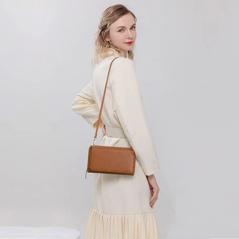 Peacocktion Women Wallet Purse Card Holder with RFID, Large Capacity Crossbody Wristlet Clutch 2 Straps