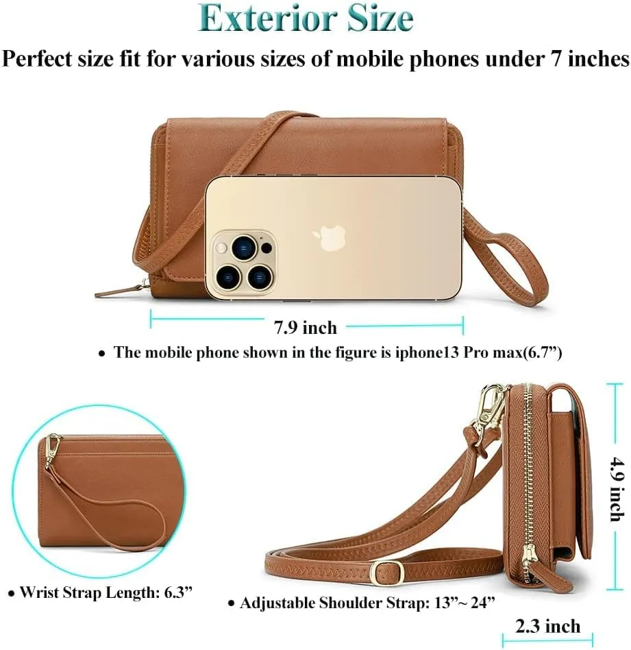 Peacocktion Women Wallet Purse Card Holder with RFID, Large Capacity Crossbody Wristlet Clutch 2 Straps