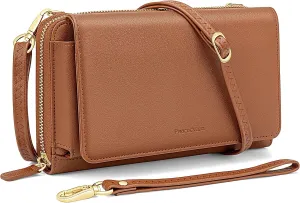 Peacocktion Women Wallet Purse Card Holder with RFID, Large Capacity Crossbody Wristlet Clutch 2 Straps