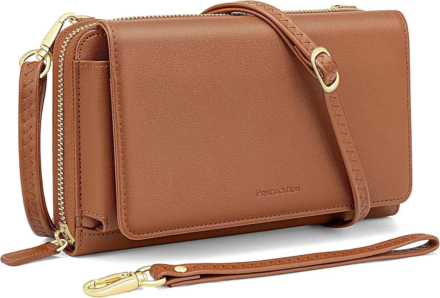 Peacocktion Women Wallet Purse Card Holder with RFID, Large Capacity Crossbody Wristlet Clutch 2 Straps